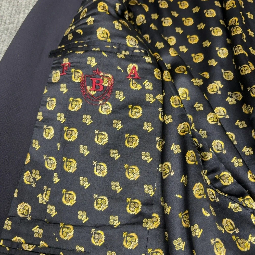 Cappelli‎ Tailors Blazer Mens XL Navy Blue Gold Button Crest Lining Preppy
